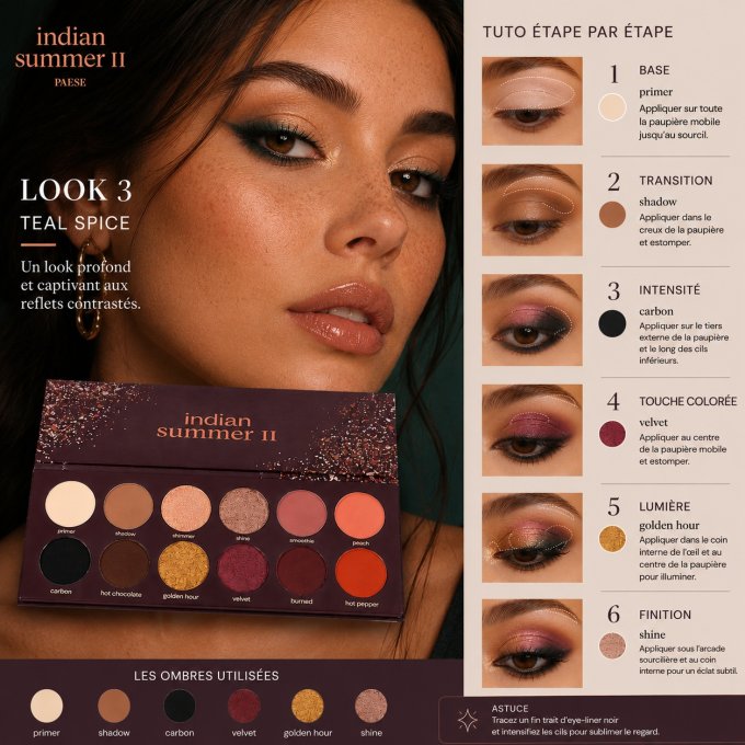Palette d'ombres à paupières "INDIAN SUMMER II" 18 g - 12 couleurs VEGAN - PAESE