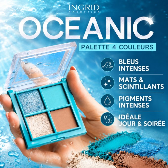 Palette d'ombres à paupières "Oceanic" - 4 couleurs - 4g - Ingrid Cosmetics