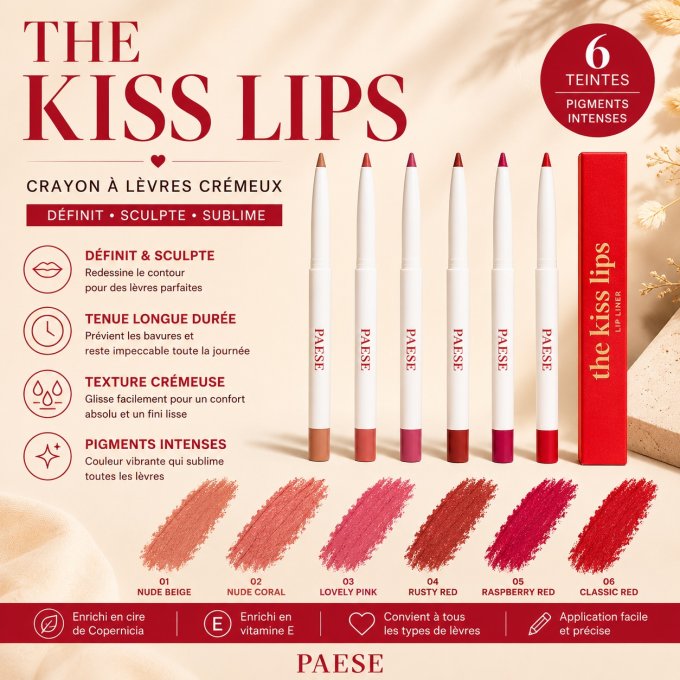 Crayon à lèvres crémeux "The Kiss Lips" - 0,3 g - 6 teintes - Paese