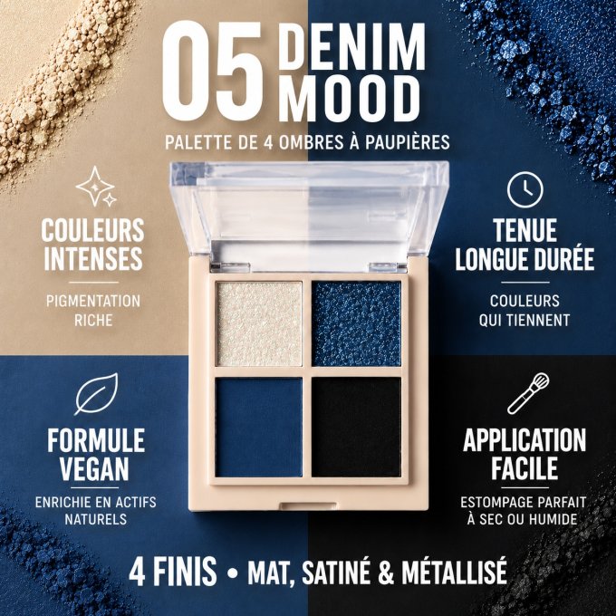 Palette d'ombres à paupières Vegan "Daily Vibes" - Denim Mood - 5,5 g - PAESE