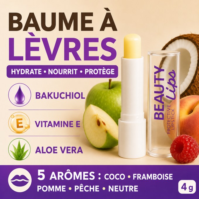 Baume à lèvres protecteur et aromatisé-4g-5 arômes-Ingrid Cosmetics