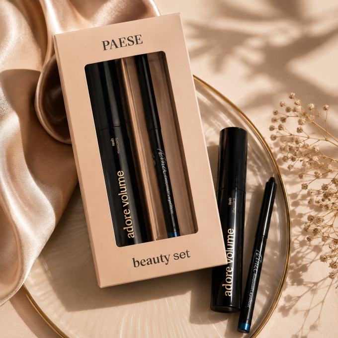 Coffret beauté "GLAM" - Mascara Adore Volume et Eyeliner Linéa Bleu PAESE