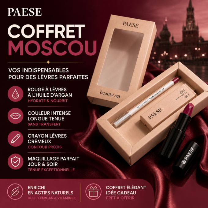 Coffret beauté "Moscou" - Crayon et Rouge à lèvres PAESE