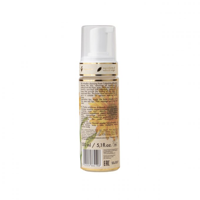 Mousse micellaire au calendula - 150 ml - 98% naturelle - Ingrid Cosmetics