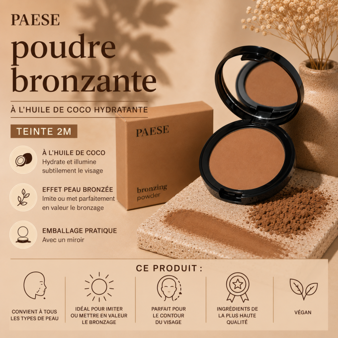 Poudre bronzante - Végan - 10,5 g - Teinte 2M - Paese