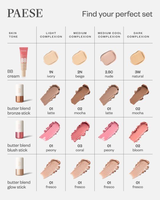 Set teint parfait teinte LIGHT (4 produits) - PAESE