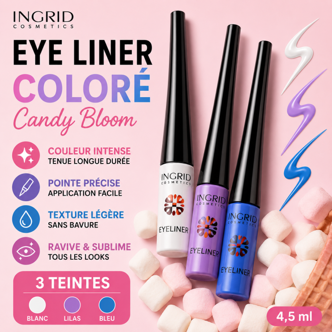 Eye Liner Coloré Candy Bloom - 4,5ml -  3 teintes - Ingrid Cosmetics