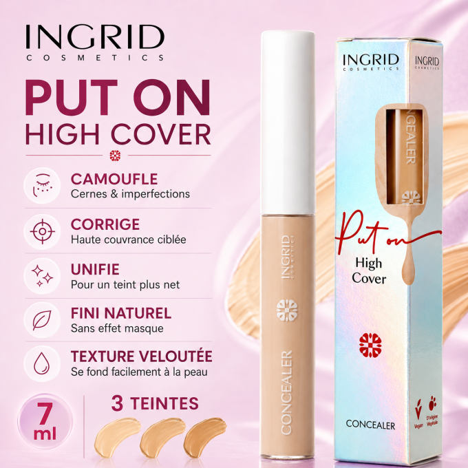 Correcteur Vegan Haute couvrance Ingrid Cosmetics-3 teintes-7 ml