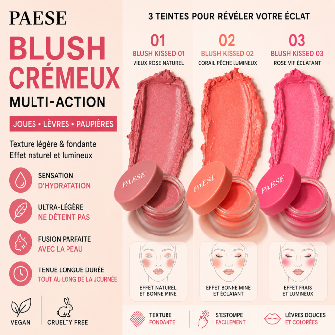 Blush crémeux PAESE - Vegan - 4 g