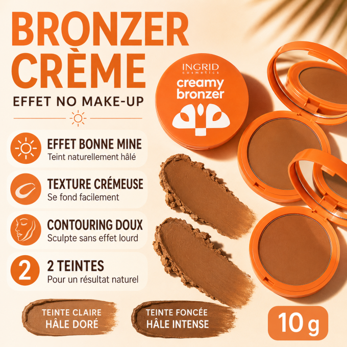 Poudre Bronzante crémeuse - 2 teintes - 10g - Ingrid Cosmetics