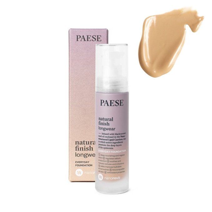 Fond de teint longue durée Finit naturel Nanorevit - 30 ml - 7 teintes - Paese