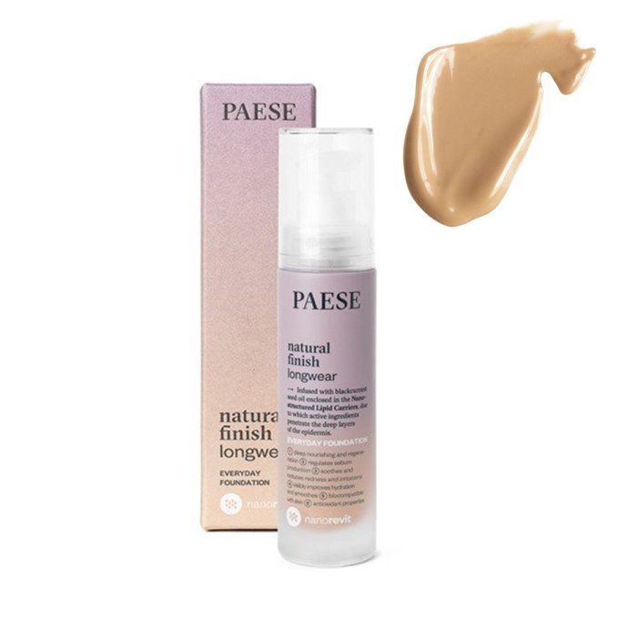Fond de teint longue durée Finit naturel Nanorevit - 30 ml - 7 teintes - Paese