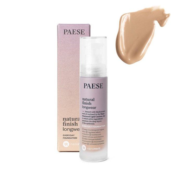 Fond de teint longue durée Finit naturel Nanorevit - 30 ml - 7 teintes - Paese