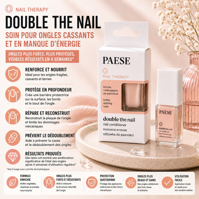 Soin Double the Nail pour ongles ongles cassants et en manque d’énergie - 8 ml - PAESE