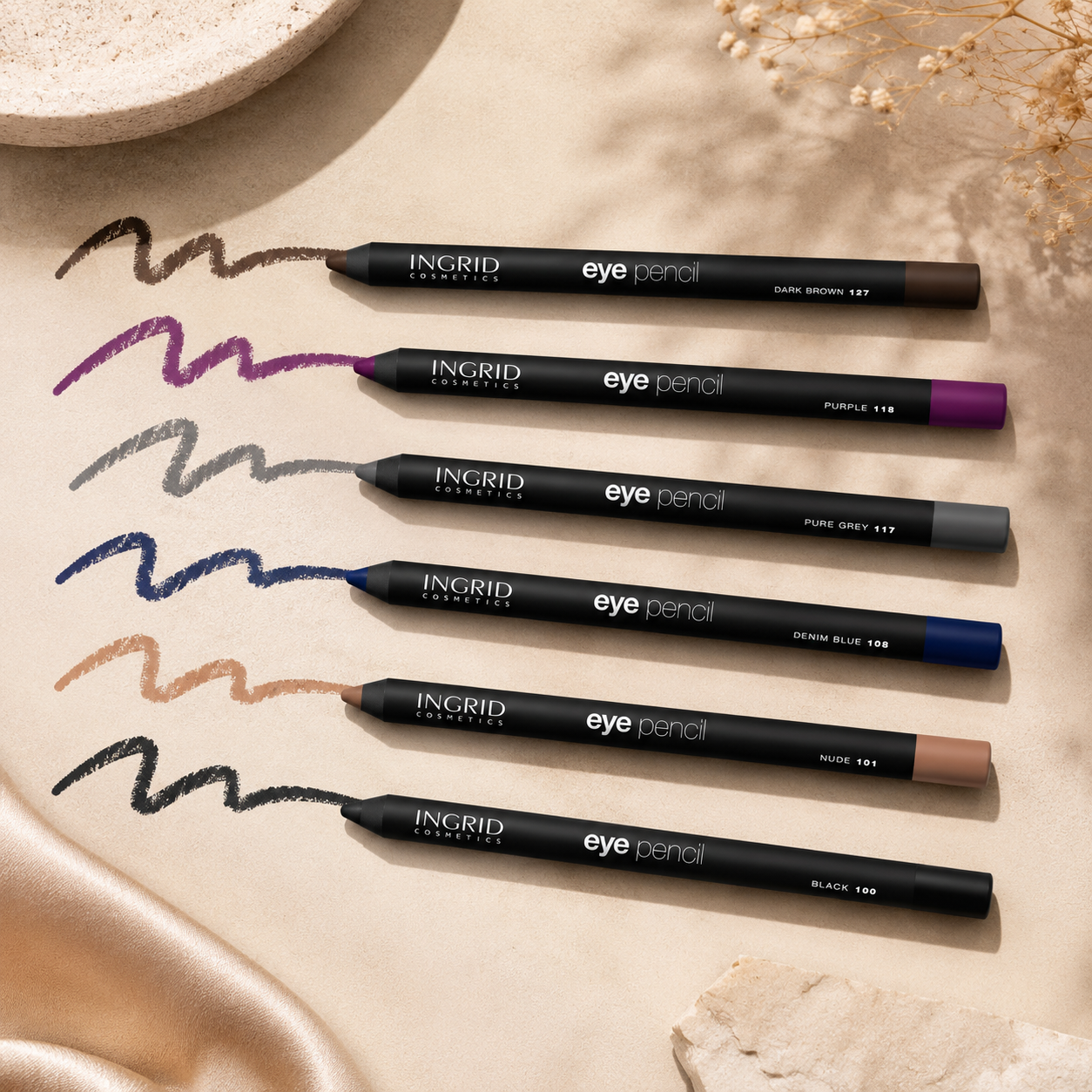 Crayon bois pour les yeux et les lèvres - 6 Teintes - Ingrid Cosmetics