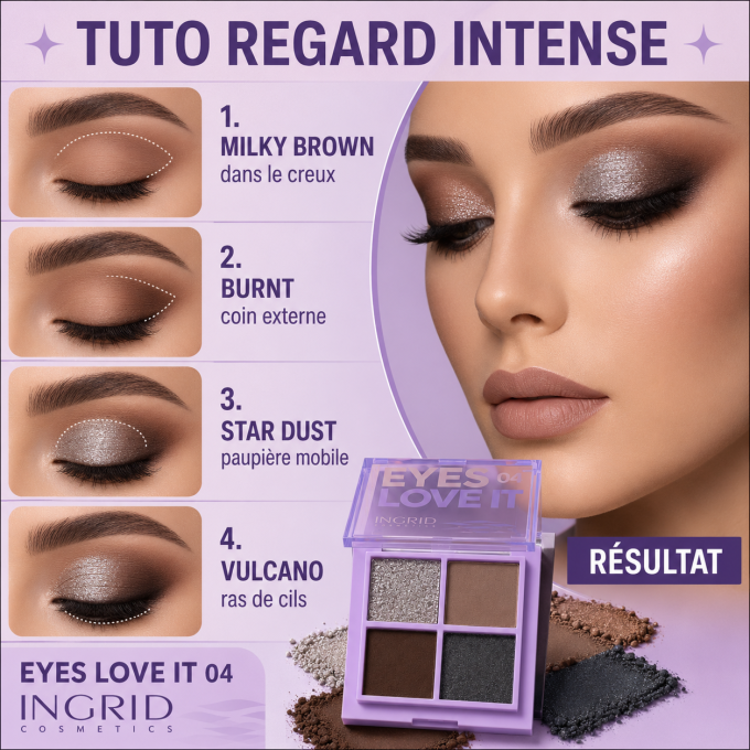 Palette d'ombres à paupière EYES LOVE IT 04 - 4 teintes - 5 g - Ingrid Cosmetics