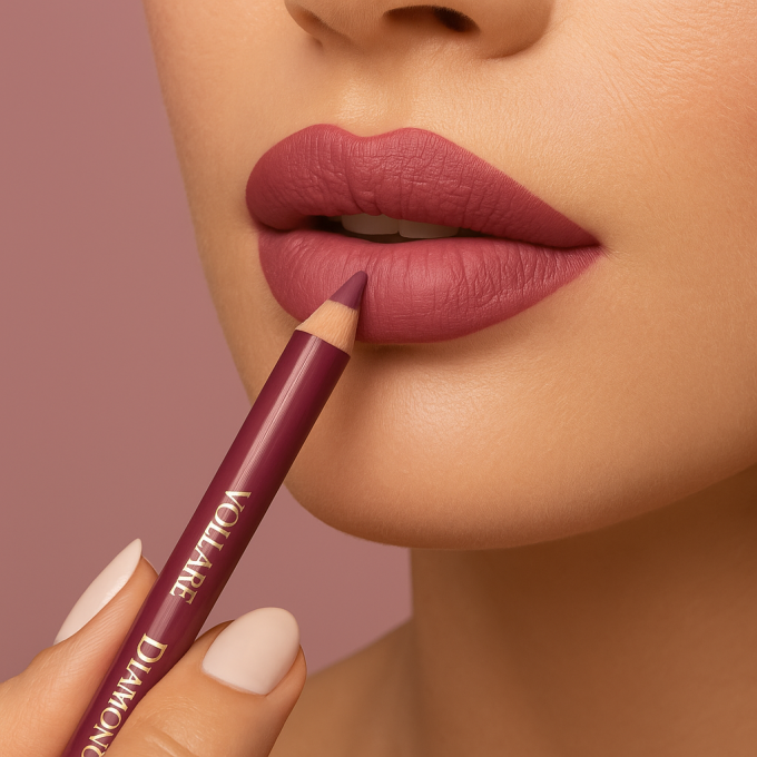 Crayon bois pour les lèvres DIAMOND LOOK - Teinte 04 Violet Kiss - Vollaré Cosmetics