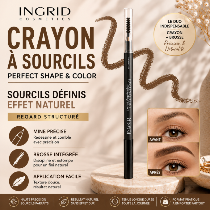 Crayon à sourcils Perfect shape & color Ingrid Cosmetics