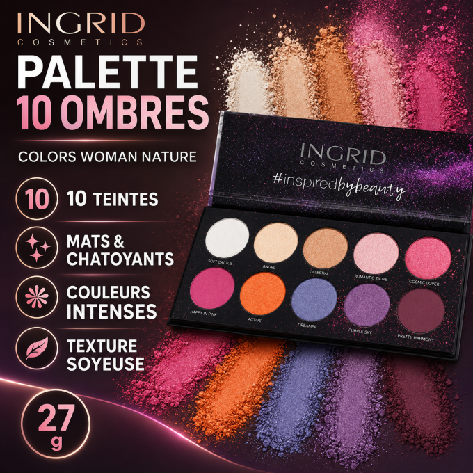 Palette de 10 ombres à paupières  Colors Woman Nature - 27g - Ingrid