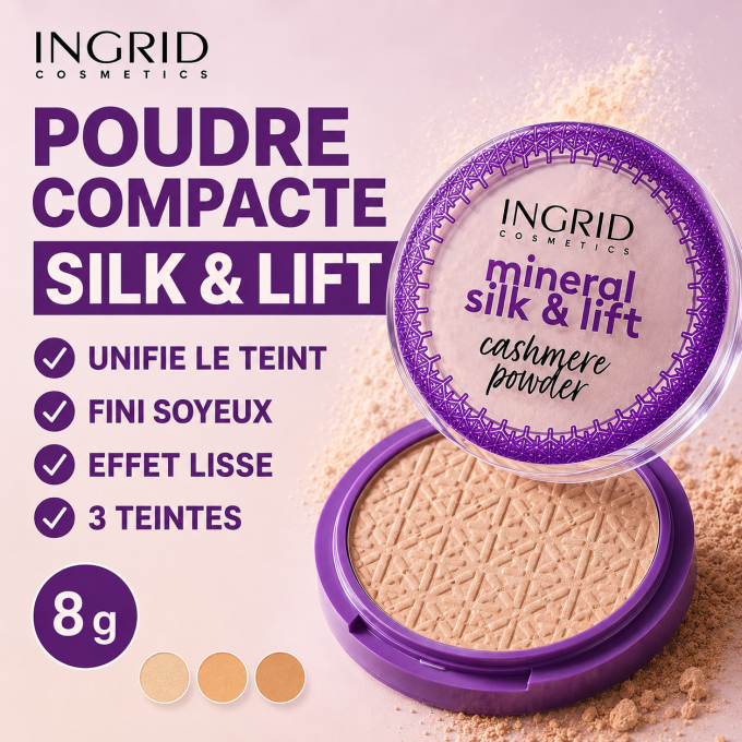 Poudre Compacte minérale Silk & Lift (3 teintes) - 8g - Ingrid Cosmetics