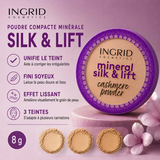 Poudre Compacte minérale Silk & Lift (3 teintes) - 8g - Ingrid Cosmetics