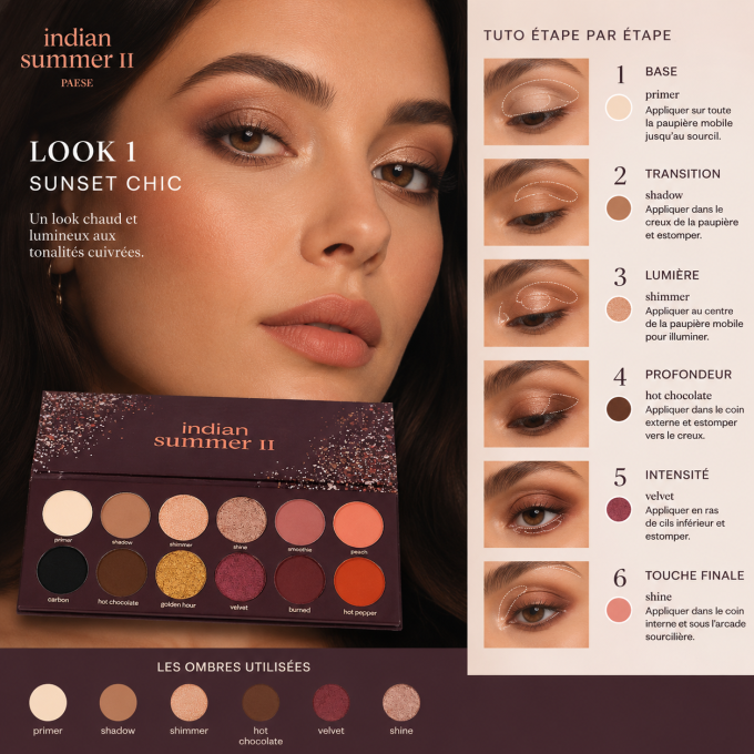Palette d'ombres à paupières "INDIAN SUMMER II" 18 g - 12 couleurs VEGAN - PAESE