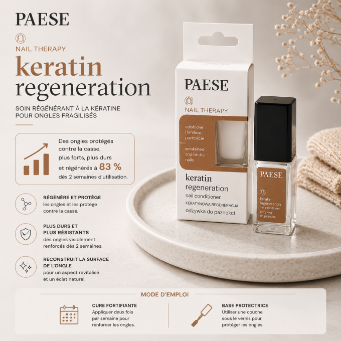 Soin régénérant à la kératine pour ongles fragilisés - 8 ml - PAESE