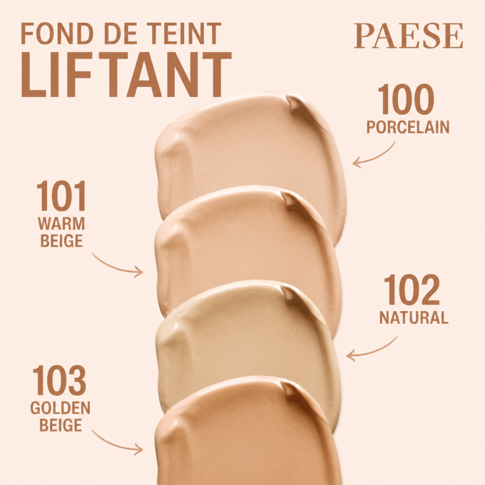 Fond de teint liftant - Végan - 30 ml - 4 teintes - PAESE
