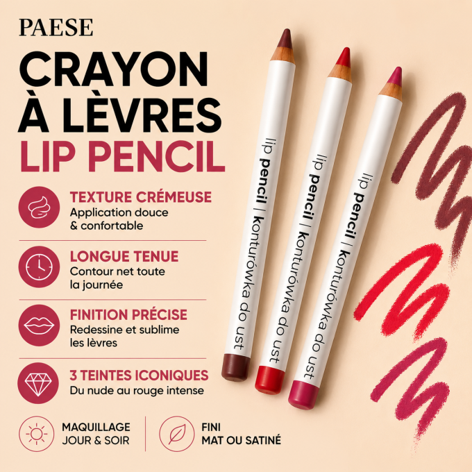 Crayon à lèvres 1.5g - 3 teintes - PAESE
