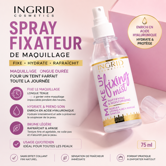 Spray fixateur de maquillage - 75 ml - Ingrid Cosmetics