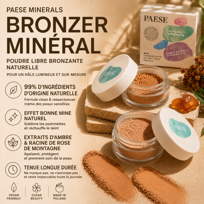 Bronzer minéral PAESE Minerals - Vegan - 6 g - 2 teintes