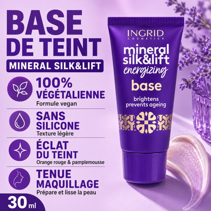 Base de teint "Mineral Silk & Lift" énergisante - 30 ml - Ingrid Cosmetics