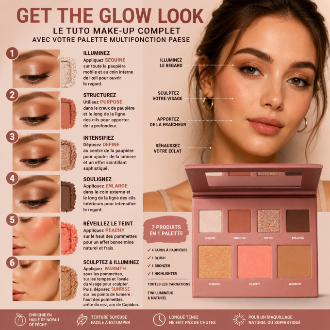 Palette visage et yeux multifonction Get The Glow Look - 16g - PAESE