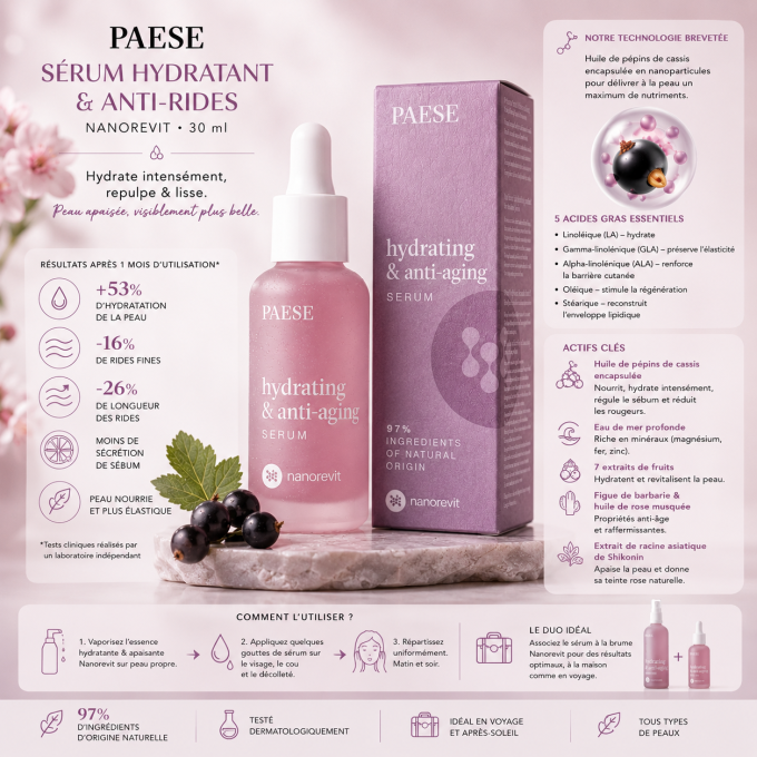 Sérum Hydratant et Anti-Rides Nanorevit  - 30 ml - PAESE