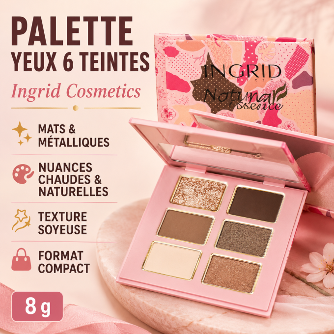 Palette d'ombres à paupières "Découverte de l'Ouest" - 6 couleurs - 8g - Ingrid Cosmetics