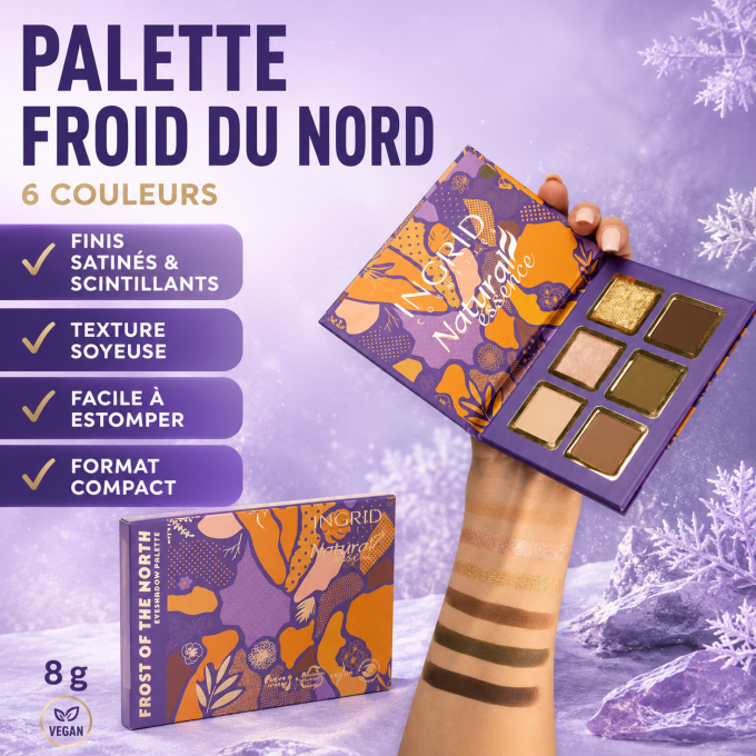 Palette d'ombres à paupières "Froid du Nord" - 6 couleurs - 8g - Ingrid Cosmetics