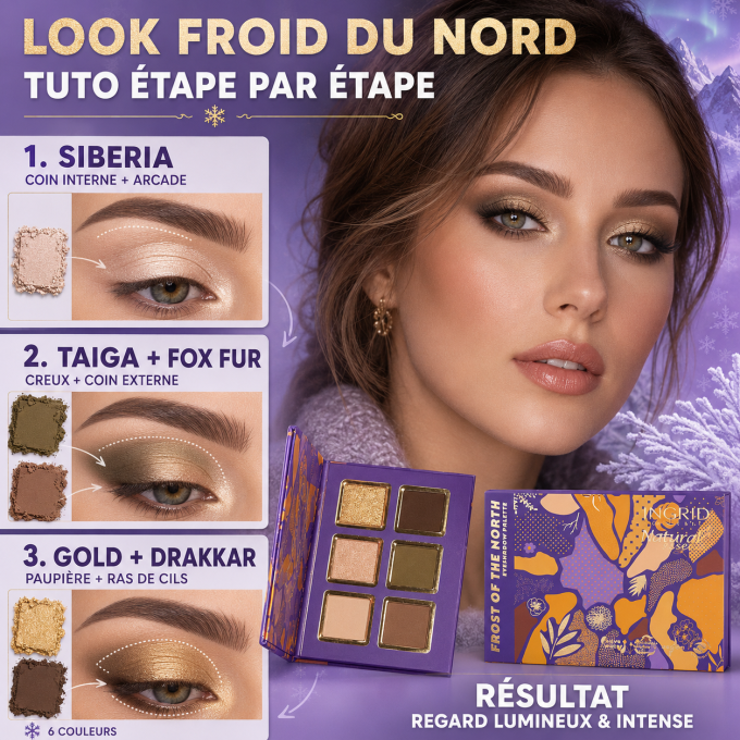 Palette d'ombres à paupières "Froid du Nord" - 6 couleurs - 8g - Ingrid Cosmetics