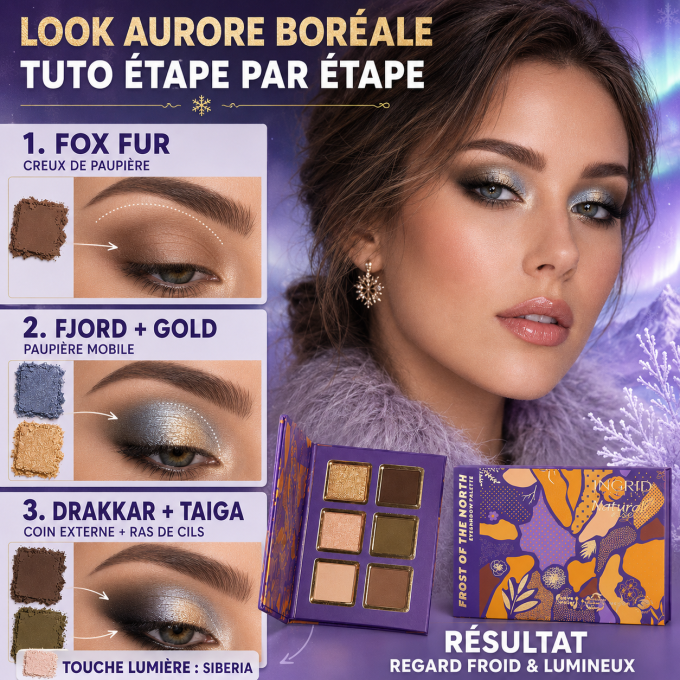 Palette d'ombres à paupières "Froid du Nord" - 6 couleurs - 8g - Ingrid Cosmetics
