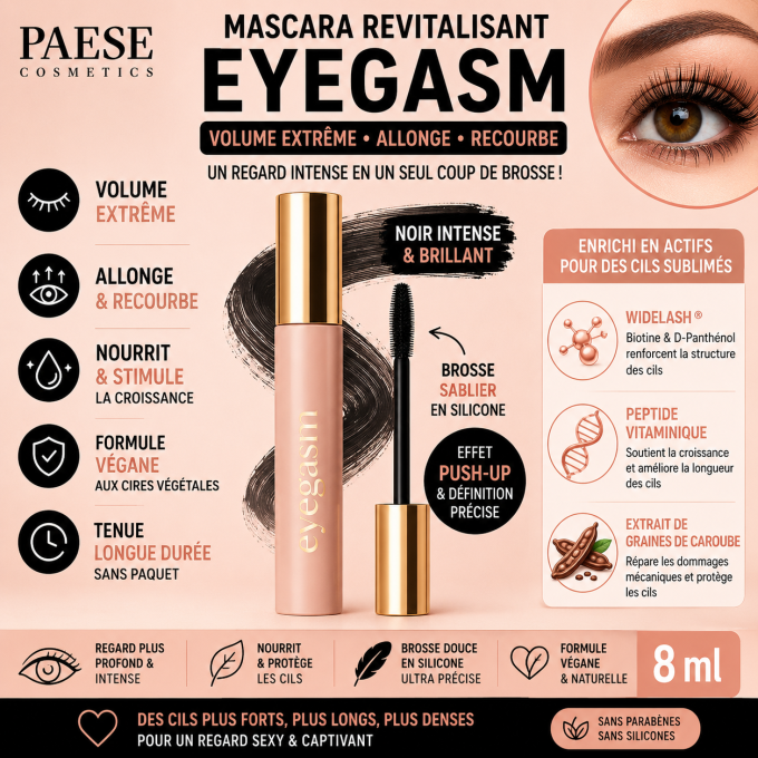 Mascara revitalisant "Eyegasm" Noir - 8 ml - PAESE