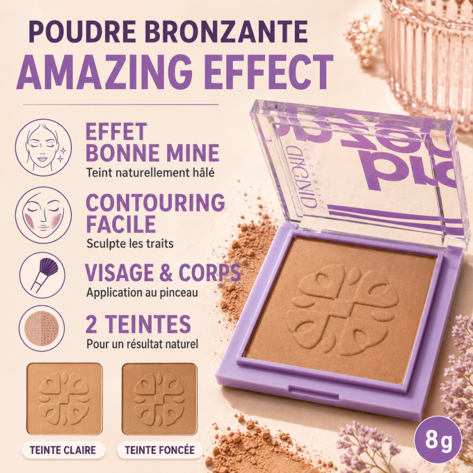 Poudre Bronzante Amazing Effect - 2 teintes - 8g - Ingrid Cosmetics