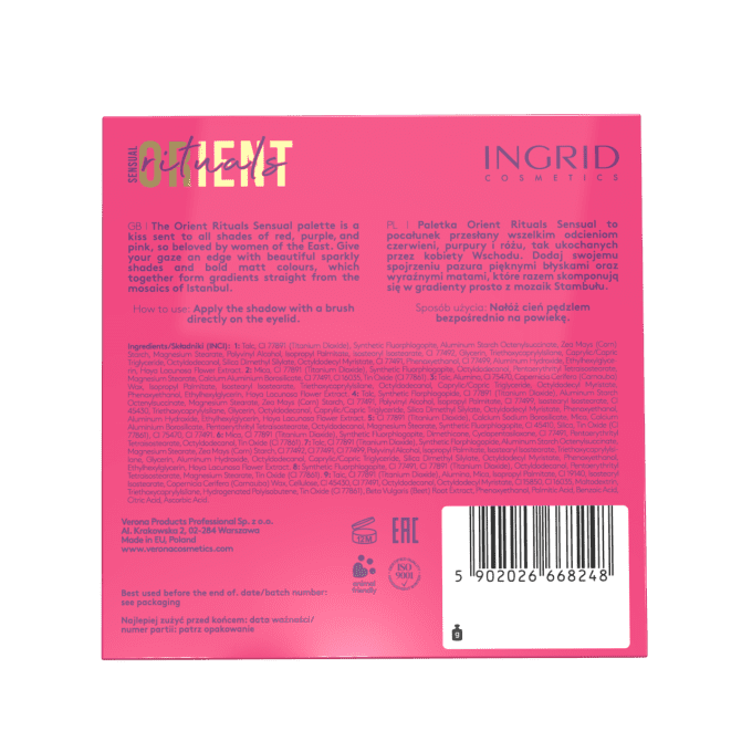 Palette d'ombres à paupière Rituels sensuels orientaux 9 teintes - 10 gr - Ingrid Cosmetics