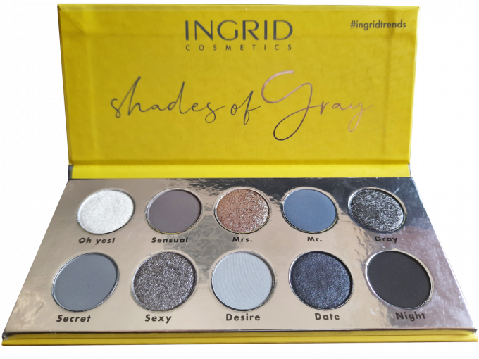 BTOB - Palette d'ombres à paupière 10 Nuances de GREY - 15 gr - Ingrid Cosmetics - 11 pcs + Tester