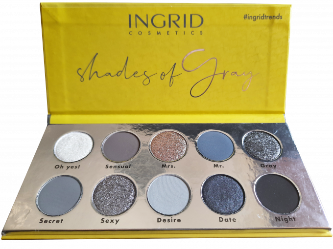 Palette d'ombres à paupière 10 Nuances de GREY - 15 gr - Ingrid Cosmetics