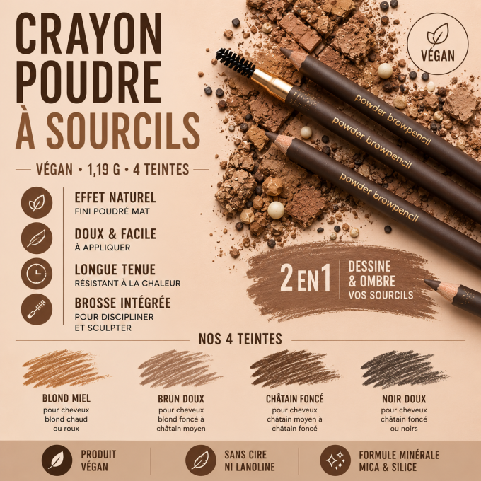 Crayon poudre à sourcils végan-1,19 g-4 teintes-PAESE