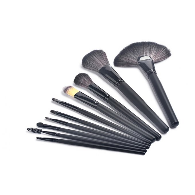 Set de 10 pinceaux de maquillage noirs