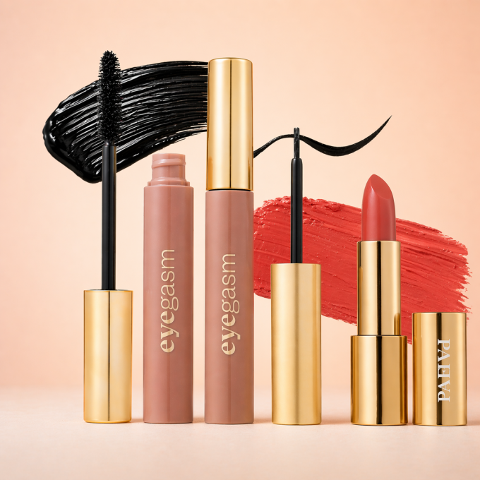 Set Mascara + Eyeliner "Eyegasm" Noir  et Rouge à lèvres à l'huile d'argan #10 - PAESE