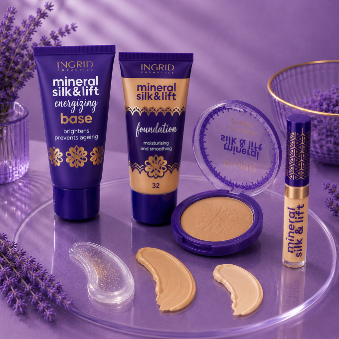 Kit Teint Parfait Mineral Silk & Lift – Warm Sand - Ingrid Cosmetics (4 produits)