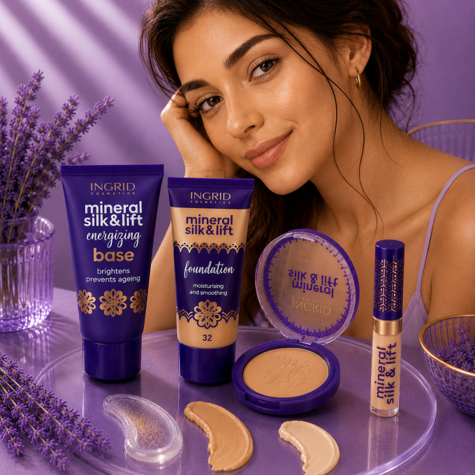 Kit Teint Parfait Mineral Silk & Lift – Warm Sand - Ingrid Cosmetics (4 produits)