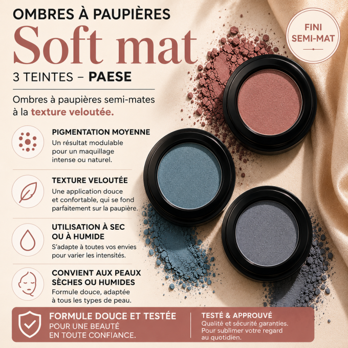 Ombres à paupières Soft mat - 3 teintes - PAESE