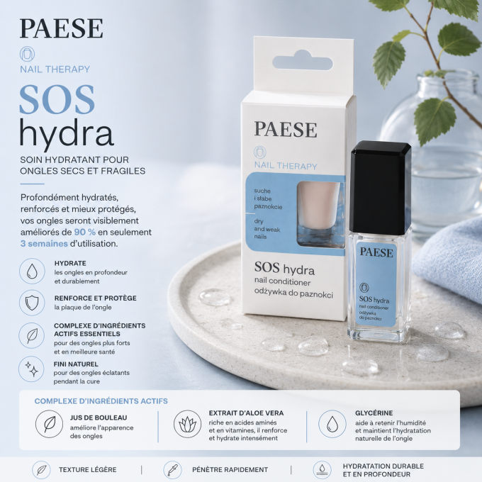 Soin S.O.S Hydra pour ongles secs et fragiles - 8 ml - PAESE